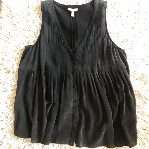 Joie Tops - JOIE Black Silk “Willow” Top Caviar Tank